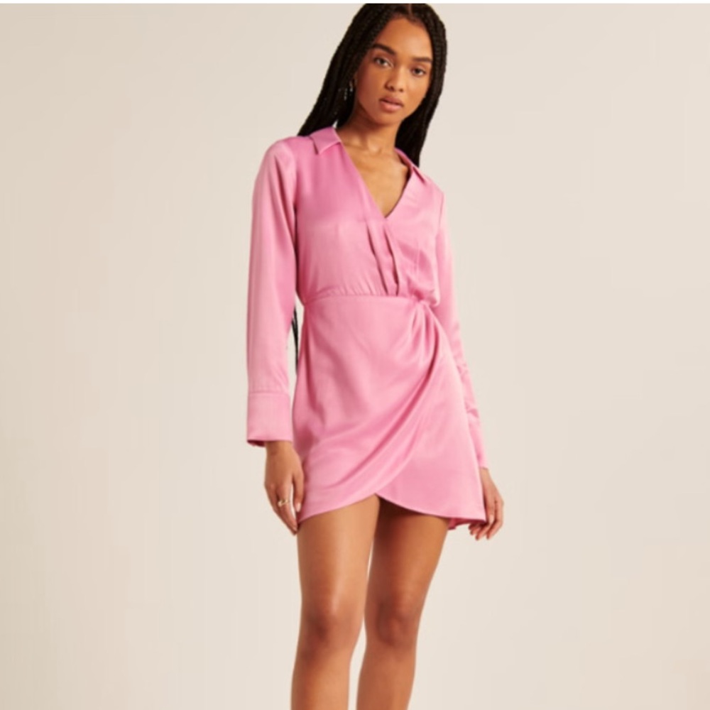 Abercrombie Pink Satin Wrap Mini Dress